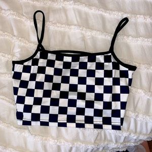 Checkered top-stretchy and perfect for events/theme parties!